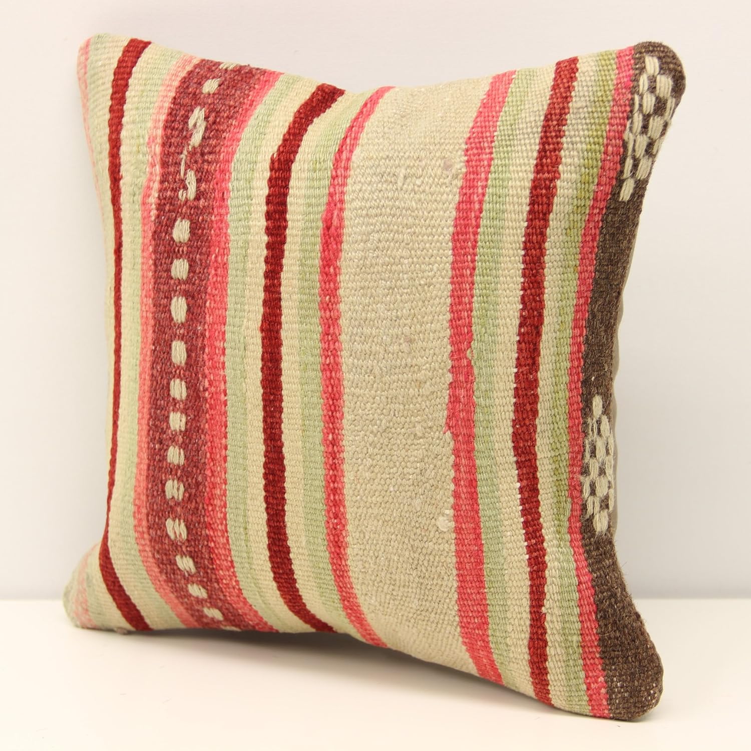 Ottoman Style pillow cover 12x12 inch (30x30 cm) Natural Pillow Throw Kilim pillow