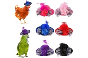 TOHONGADON 6 Pieces Chicken Hats for Hens Mini Hat Chicken Helmet with Adjustable Elastic Chin Strap Feather Top Hat Funny Small Hat Chicken Accessories(Style-3)