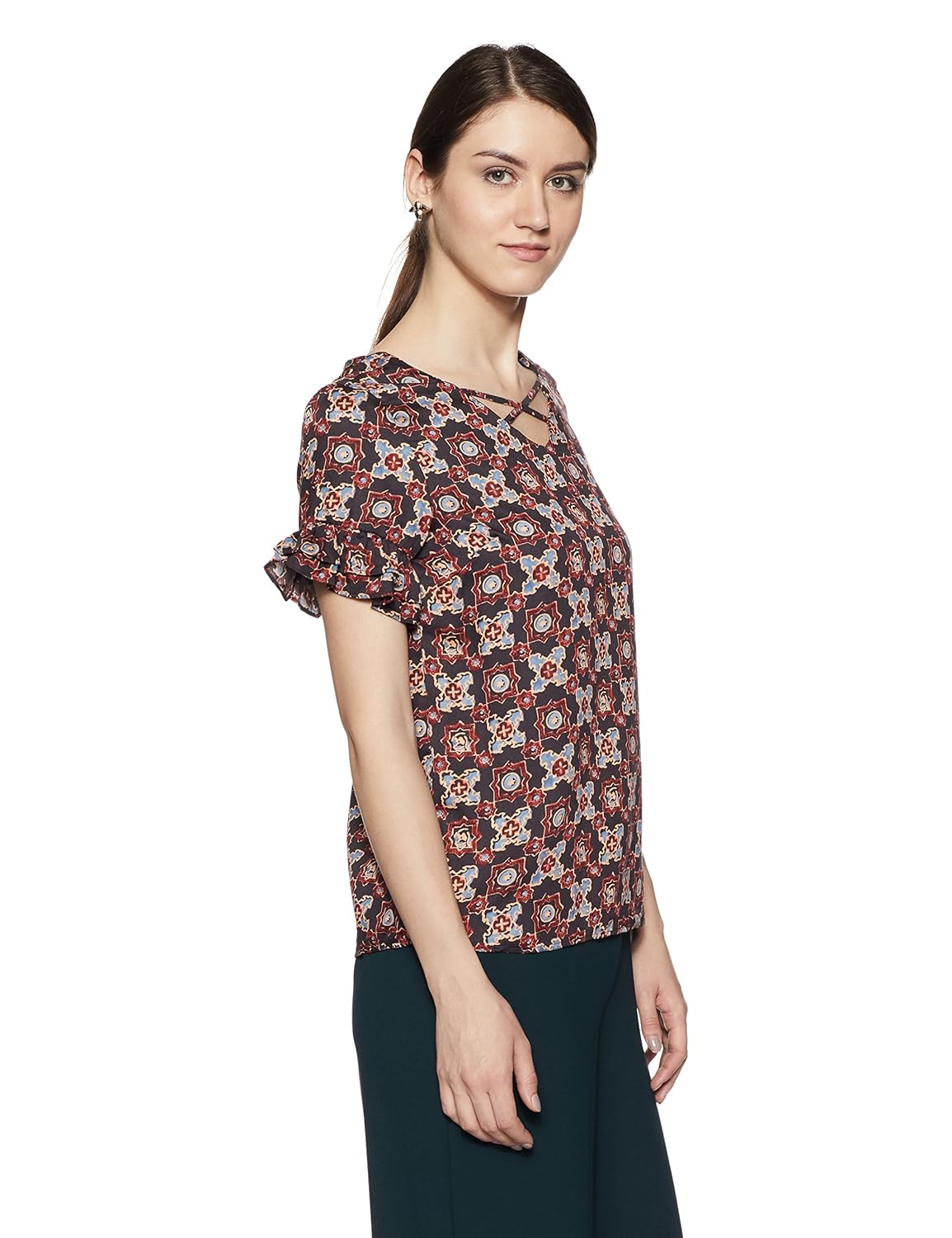 allen solly women's starred regular fit shirt