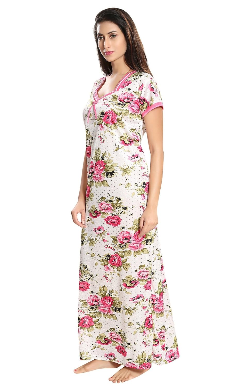 two dots girls & women's night gown with floral print