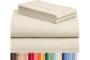 LuxClub Twin XL Sheets - Soft Kids Twin Bed Sheets for Boys and Girls, 4 PC Deep Pockets 18" Eco Friendly Wrinkle Free Kids Fitted Sheets Machine Washable Hotel Bedding Silky Soft- Cream Twin XL