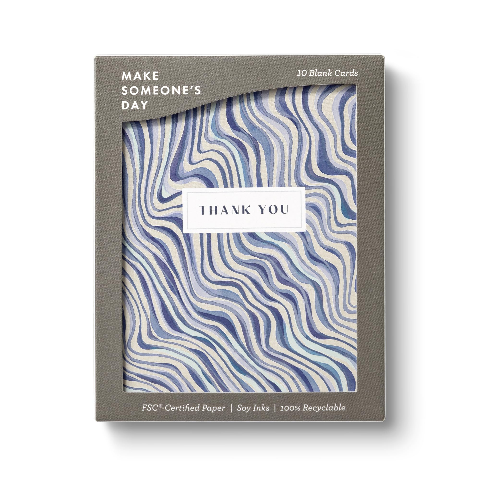 Compendium Boxed Blank Note Cards – 10 Thank You Note Cards – Rippling Wave Design