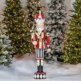 5Ft. Tall Metal Nutcracker Decoration with LED Lights (Candy Cane Nutcracker Harry)