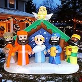 DearSun 8FT Long Giant Christmas Inflatable Nativity Scene with Build-in LED Lights, Blow up Christmas Inflatable Outdoor Decorations Nativity Sets Jumbo Party Yard Decoration