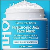 SeoulCeuticals Korean Skin Care Hyaluronic Acid Jelly Face Mask – Rice Bran + Vit B5 + Rosehip Anti Aging K Beauty Skincare for Plump Glowing Skin 2oz