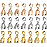 AUEAR, 60 Pack Metal Pinch Clip Bail Clasp Dangle Bead Necklace Pendant Connector Findings for Jewelry Making Buckles Charm Connection (Multi Color Set)