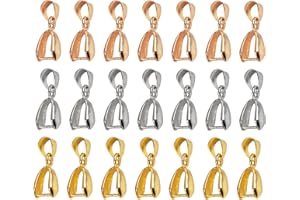 AUEAR, 60 Pack Metal Pinch Clip Bail Clasp Dangle Bead Necklace Pendant Connector Findings for Jewelry Making Buckles Charm Connection (Multi Color Set)