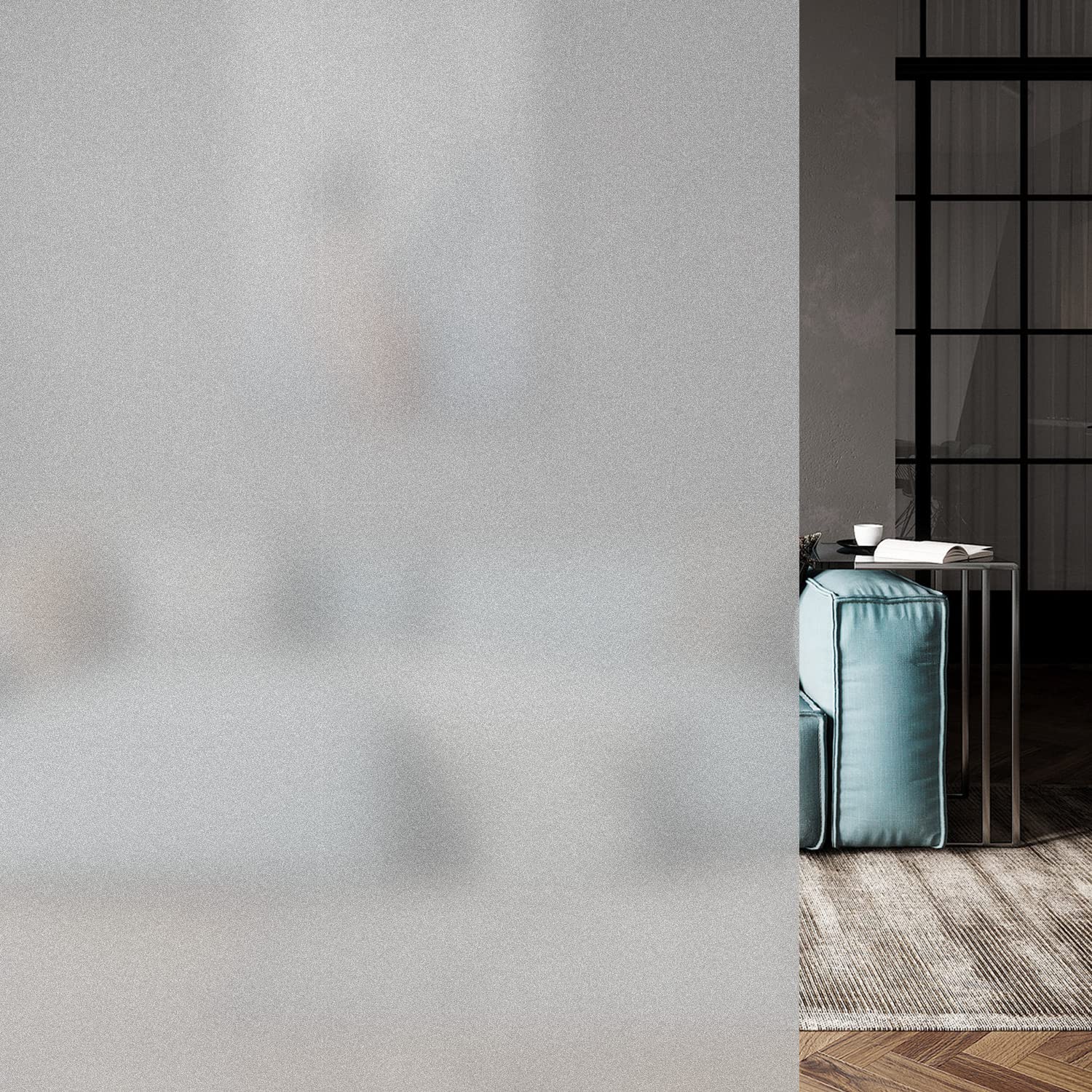 FENTIS Privacy Window Film Frosted Window Glass Film Non Adhesive Static Cling Window Film Sticker for Home Bathroom Office 44.5x200 cm