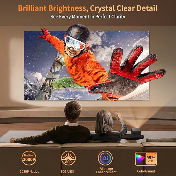 4K PROJECTOR WITH WIFI AND BLUETOOTH 800ANSI, INFGO MOVIE THEATER PROJECTOR WITH NETFLIX/PRIME VIDEO/YOUTUBE BUILT-IN, DUAL APP STORE