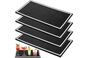 Jucoan 4 Pack Bar Mat for Countertop,12" x 6" Rubber Bar Service Mat, Heavy Duty Anti-Slip Countertop Drink Spill Mats for Co