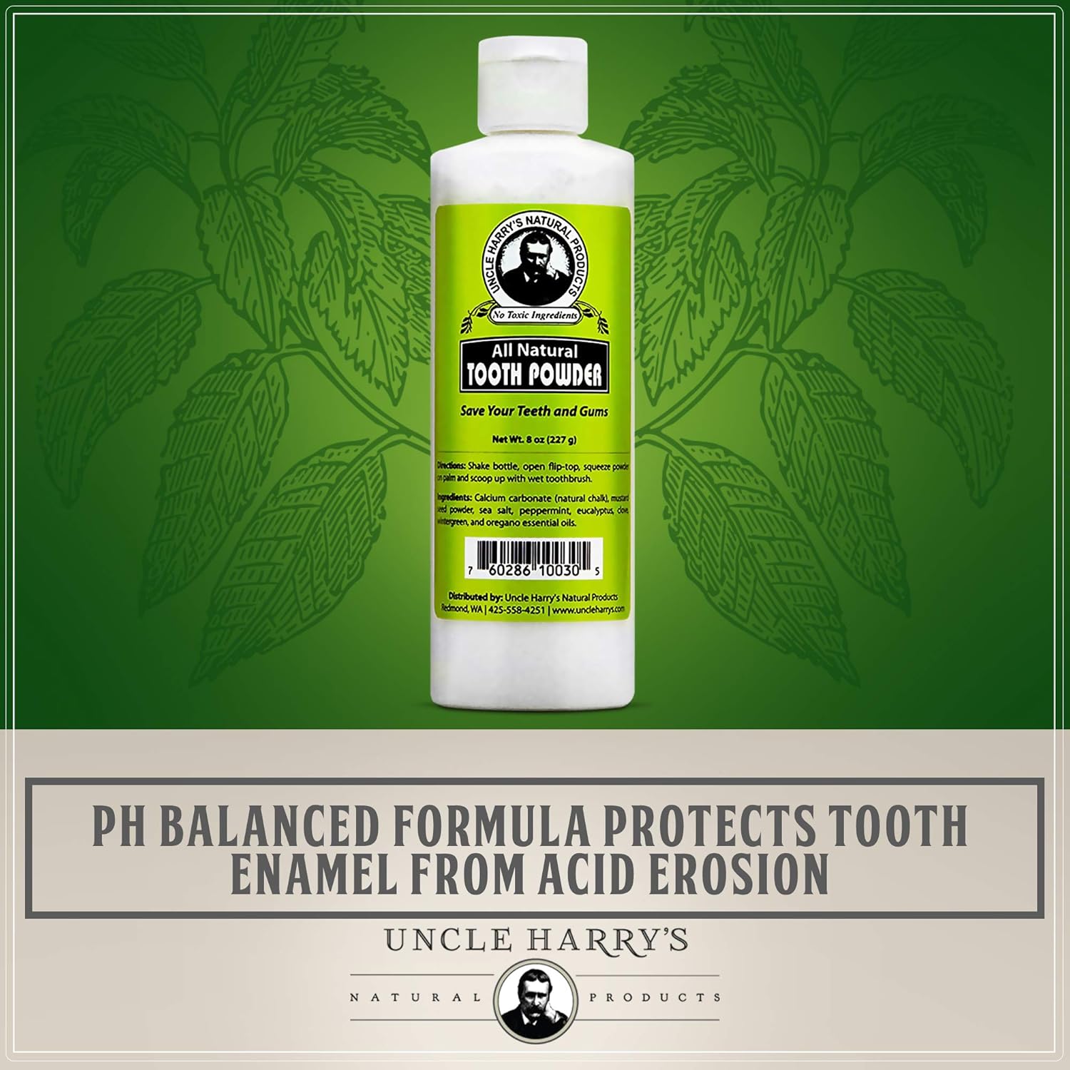 Uncle Harry's Remineralizing Tooth Powder | All Natural Enamel Support & Whitening Toothpaste for Sensitive Teeth | Organic Powder Toothpaste for Gum Health & Fresh Breath (8 oz): Beauty