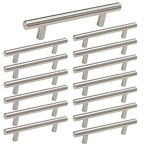 homdiy 3.5 inch Drawer Pulls Brushed Nickel 15 Pack Cabinet Handles - HD201SN Modern Cabinet Pulls Brushed Nickel Metal Drawer Pulls Cabinet Door Hardware for Bathroom, Closet, Wardrobe