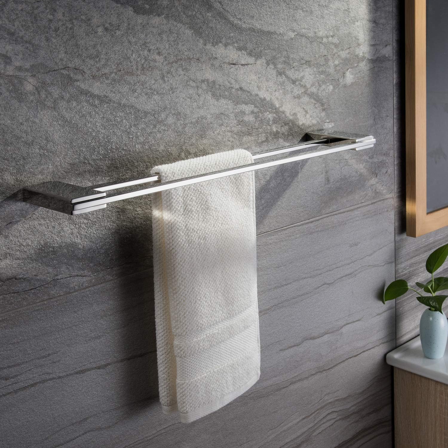 Zunto Handtuchhalter Edelstahl Chrom Badetuchhalter Doppelt Handtuchstange Bad 60cm Wandmontage Amazon De Baumarkt