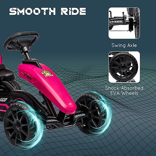 Aosom Kids Pedal Go Kart, Outdoor Ride on Toys with Swing Axle