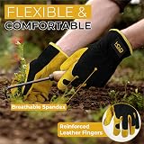 HANDLANDY Leather Gardening Gloves Large Dexterity Breathable Back view 3