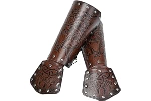 HiiFeuer Viking Fenrir Gauntlet, Medieval Faux Leather Arm Armor Knight Bracer, LARP Halloween Costume