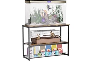 HOYRR Fish Tank Stand,40 Gallon Aquarium Stand 36.61" L x 18.50" W, 3-Tier Fish Tank Stands with Vintage Ironwood, 20-45Gallon Long Aquarium Stands with Large Storage Basket 1200 Ibs Capacity