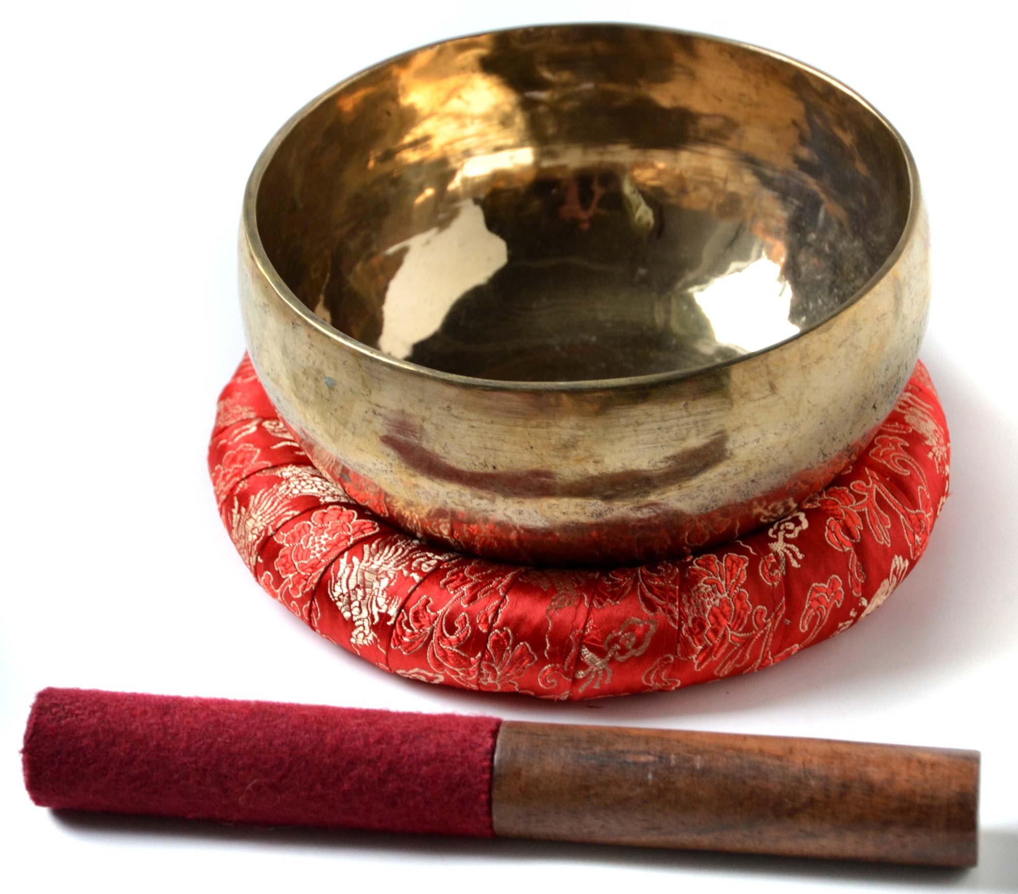 BUDDHAFIGUREN Singing Bowl Handgedengelt 600 g; 650 g with Accessories Set