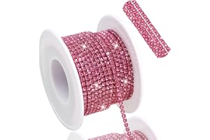 FULZTEY 10 Yards Diamond Rhinestone Chain Trim for Crafts, Gifts & Decoration - Rose Red Sparkling Rhinestone Roll