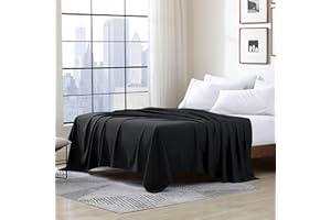Cathay Home Hotel Luxury Wrinkle & Fade Resistant Double Brushed Ultra Soft Microfiber 1-Piece Single Flat Sheet - Black, Twin (66" x 96")