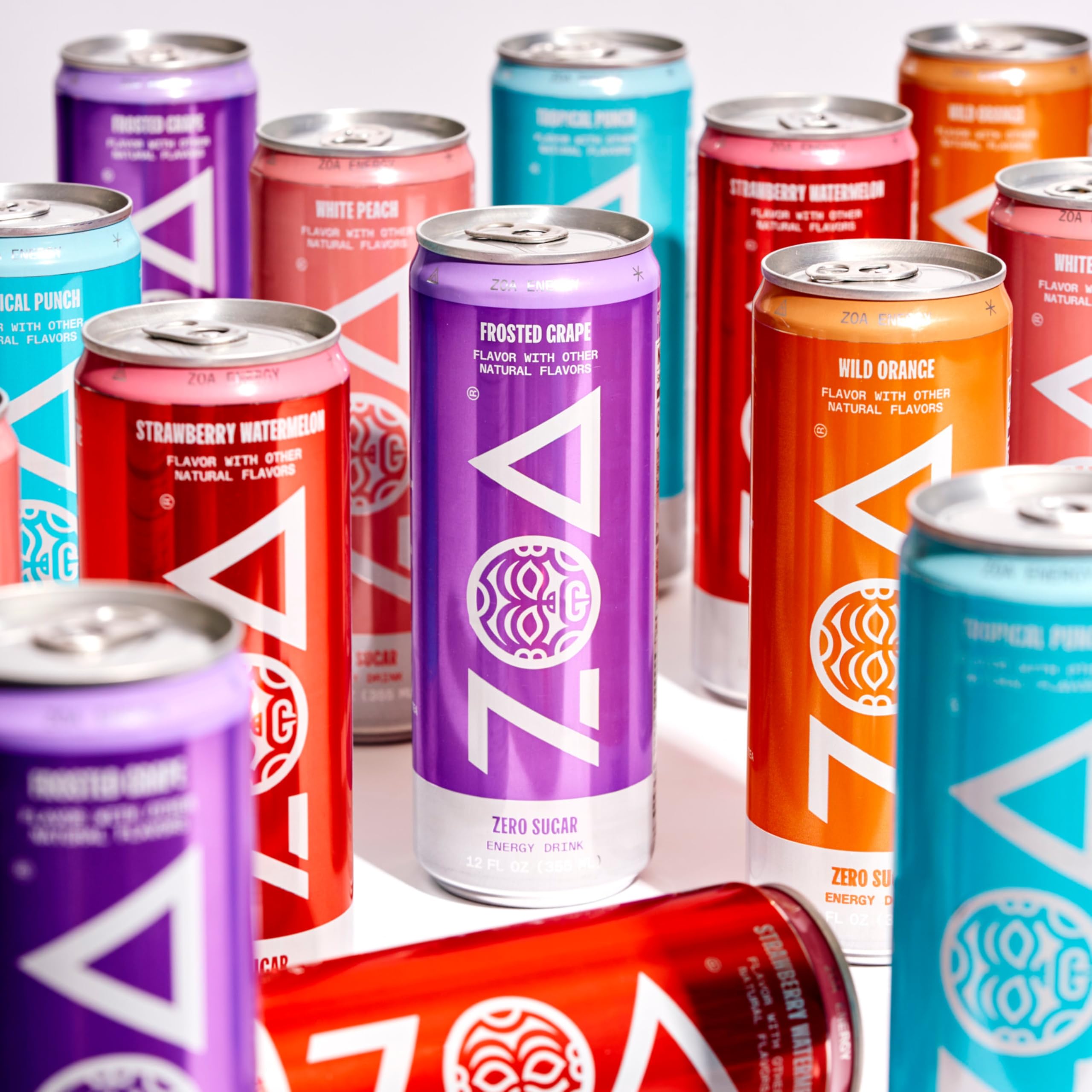 ZOA Zero Sugar Energy Drinks, Wild Orange - Sugar Free with Electrolytes, Healthy Vitamin C, Amino Acids, Essential B-Vitamins, and Caffeine from Green Tea - 12 Fl Oz (12-Pack)