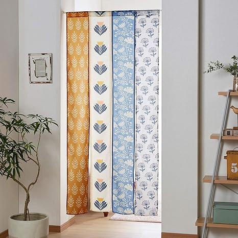Amazon ベルメゾン のれん 4連 間仕切り ミニラボ インディアンフラワー 約 幅85 丈150 のれん オンライン通販
