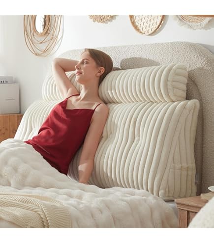 Large Velvet Reading Wedge Pillow - Triangular Backrest Headboard Cushion For Bed, Sofa, Dorm | Removable Cover