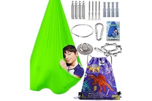 LIZZNOE Indoor Therapy Sensory Swing, Special Needs Joy Cuddle Ceiling Snuggle Swings, Outdoor Room Adjustable Fabric Hammock, Aspergers, Autism, ADHD, Sensory Integration, Kids Boy Girl Children Teens Gift