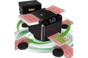 Eolzzi Card Shuffler, Automatic Card Dealer Machine for 1-2 Decks, 12 Players with 4 Remotes, Built-in Game Modes, 360° Rechargeable, for Poker Rummy Phase 10 Skip-Bo, Gift Box