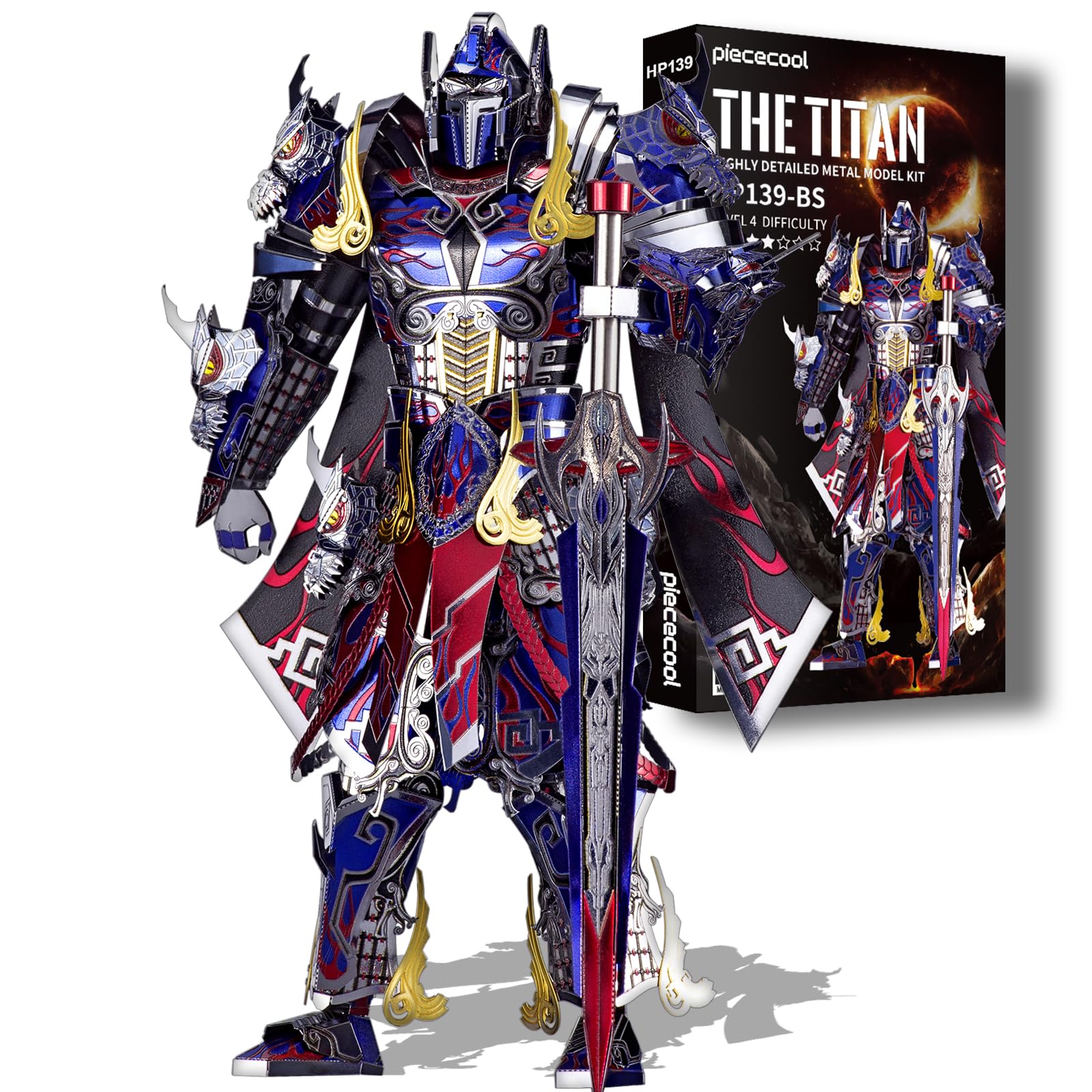 Piececool 3D Puzzle Metal TITAN Mech Warrior, Black Knight Craft Model Kits for Adults to Build, 3D Puzzles Adult Teens for 304 Stainless Steel, Ideal as Gifts, Home Decoration, DIY, 157 Pieces