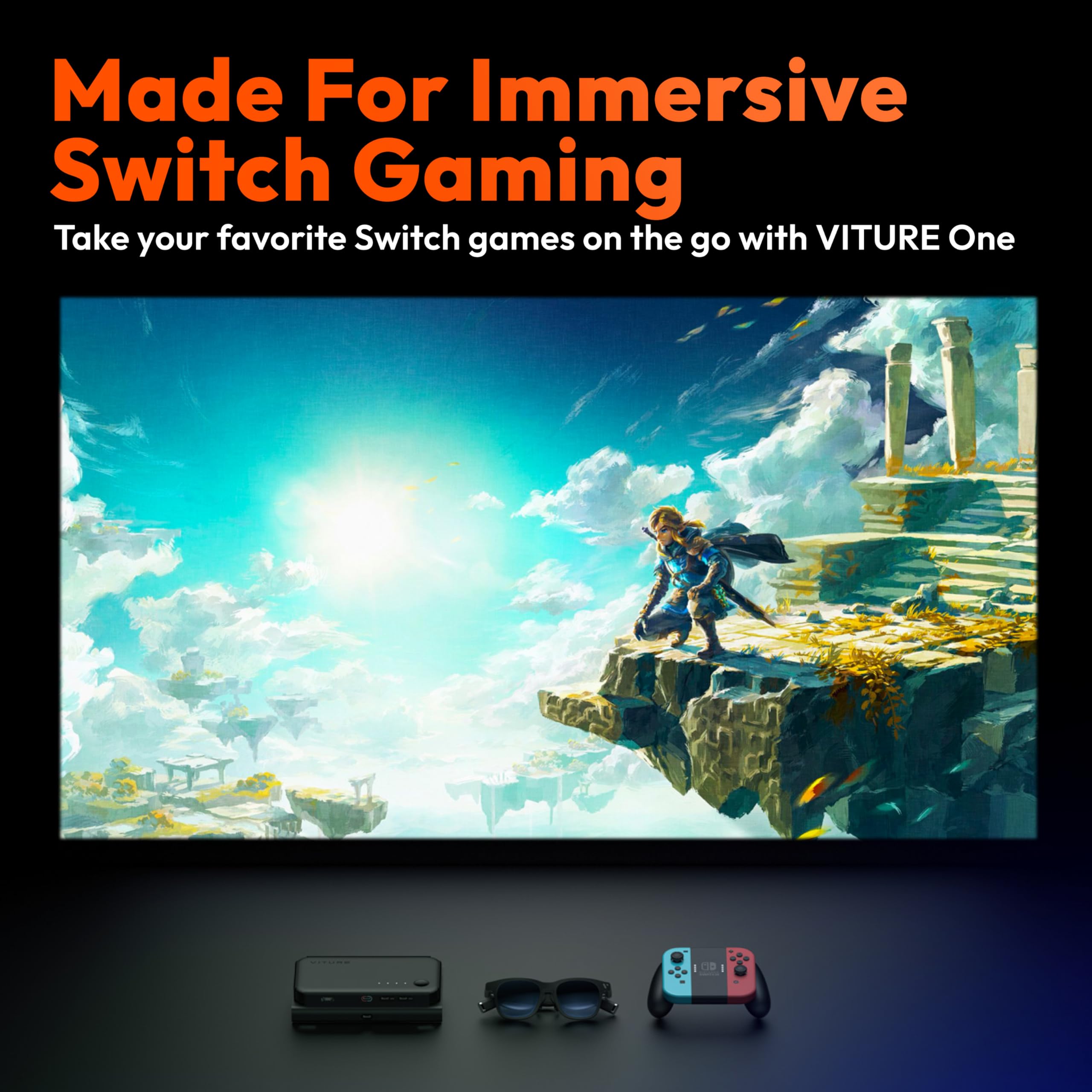 VITURE One Dock Pack: XR/AR Glasses & Mobile Dock, Compatible with Nintendo Switch, Switch OLED, Handhelds, Fire TV, Chromecast, Direct Play on PS/Xbox, Co-op & Movie Sharing | 13000mAh (Jet Black)