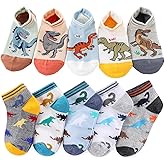 CHUNG Boys Cotton Ankle Socks 5/10 Pack Low Cut Dinosaur Mesh 2-9Y Light Weight Back School Running Sports Casual