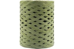 Mandala Crafts Olive Green Raffia Ribbon for Gift Wrapping - 100 Yards Natural Paper Straw Raffia String for Crafts, Bows, Decoration, Floral Arrangements, and DIY Projects