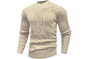 SAVKOOV Men's Pullover Long Sleeve Crewneck Knitted Sweater