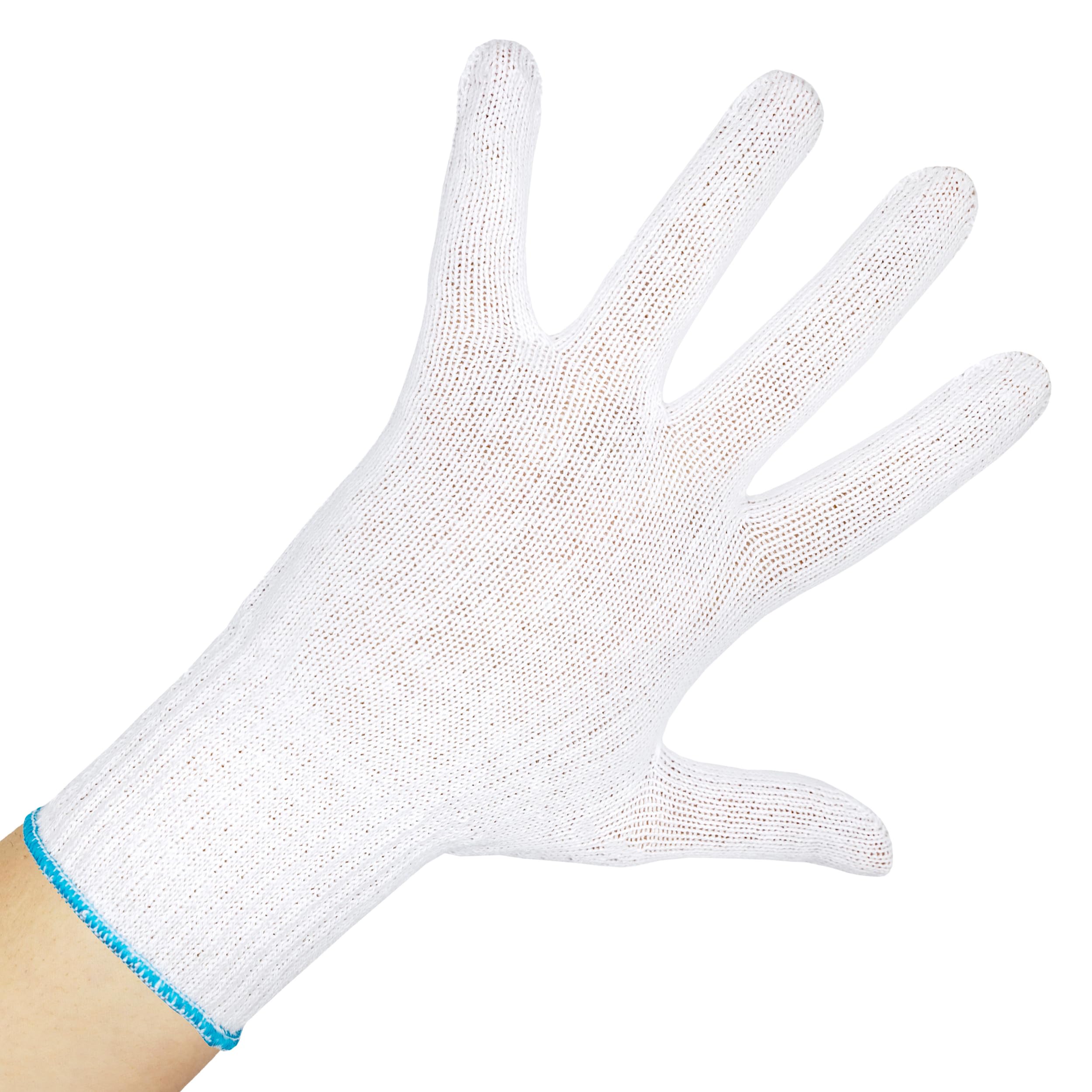 ThumbUP - Supersoft - Pack 3 of Gloves in 100% Carded America Type Cotton Thread, Resistant, Ambidextrous, Seamless, Elastic Wrist, Washable and Reusable, White, Size S