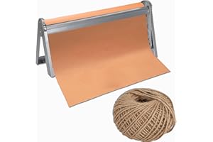 Roonova: Kraft Paper Dispenser 18” - Sturdy, Heavy Duty Steel, Wall Mountable Cutter - Complete with a Roll of Packaging Jute Twine for DIY Projects