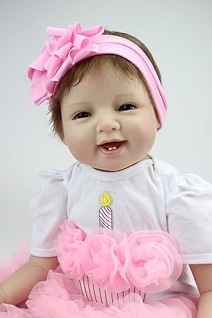 iCradle Realistic Looking Soft Silicone Vinyl Reborn Baby Girl Doll 22 Inch 55cm Lifelike Reborn Baby Dolls Child Playmate Xmas Gift