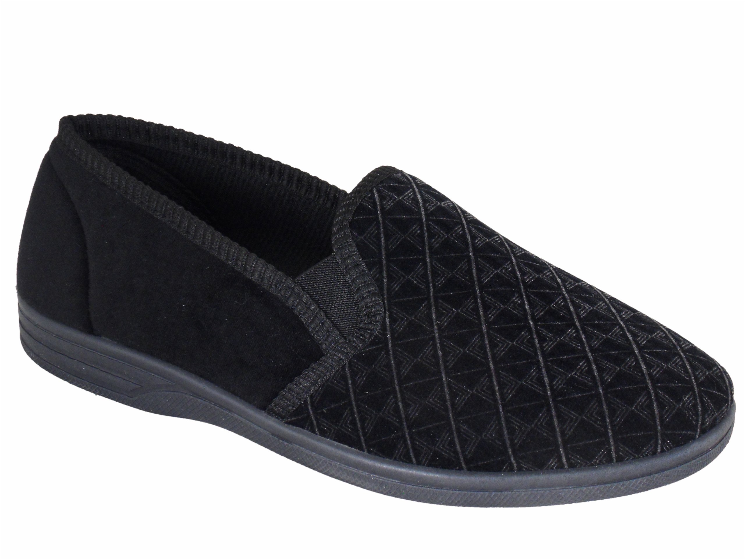 Superb Quality Mens Classic Carpet Slippers Black Uk
