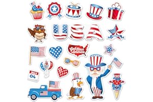 JarThenaAMCS 4th of July Thick Gel Clings Patriotic Window Gel Stickers Red Blue White Star American Flag Reusable Gel Clings for Independence Day Veterans Memorial Day Party Home School Office Decor