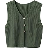 Floerns Women's Plus Size V Neck Sweater Vest Button Up Sleeveless Knitted Pullover Tank Tops