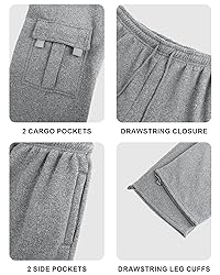 Men's Cargo Sweatpants Casual Fleece Joggers Loose