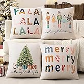 MIULEE Set of 4 Holiday Decorative Pillow Covers 18x18 inch Merry Christmas Fala Throw Pillow Cases Winter Seasonal Cushion Cases Home Decors for Sofa Couch Bedroom