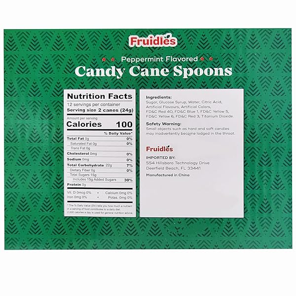 FRUIDLES CHRISTMAS CANDY CANES SPOONS SUCKERS, PEPPERMINT FLAVOR IN BOX, 12-PACK