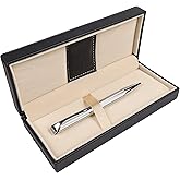 Penneed Ballpoint Pen for Men Women Executive Home Office Use, with Gift box Refillable 1.0mm Black Ink B5(Elegant Silver)