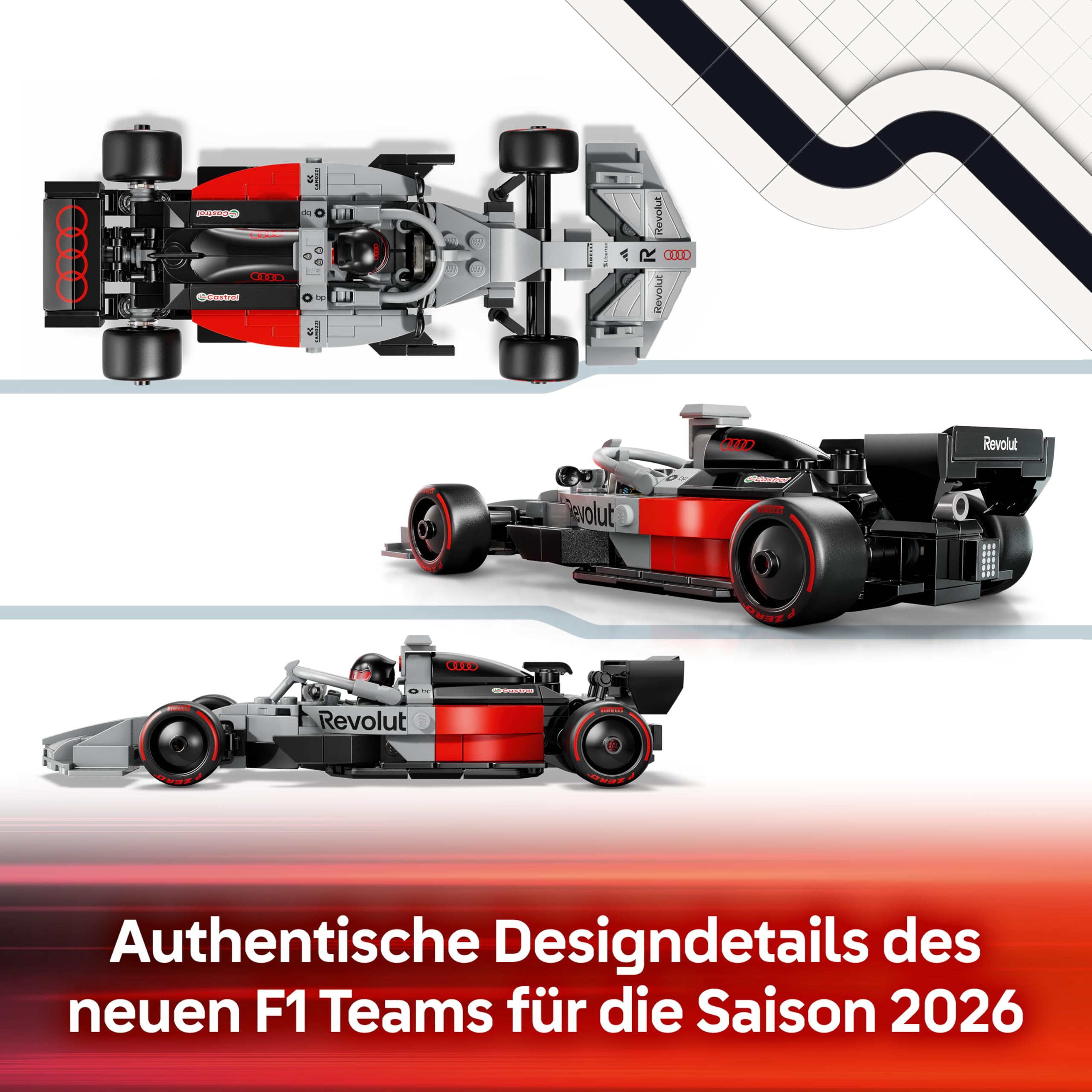 LEGO Speed Champions Audi Revolut F1 Team R26 Rennwagen Spielzeug - Modellbauset mit sammelbarer Rennfahrer Minifigur - Geburtstagsgeschenk für Jungen ab 10 Jahren & jugendliche Motorsportfans - 77259 4