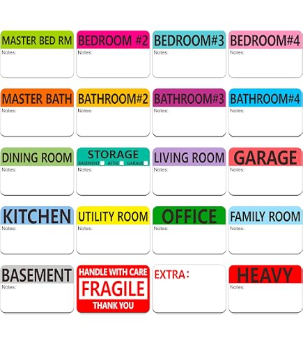 Color Coded Packing Stickers Home Moving Labels, 300 Pcs Adhesive ...