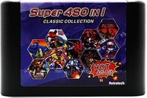 Retrotech 480 In 1 Classic Collection Multi Game Cartridge For Sega Genesis Console - Black