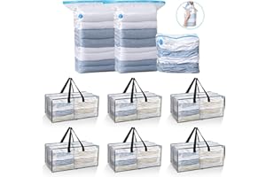 WANALIT 6 Pack Moving Bags + 3 Pack Cube Vacuum Storage Bags, Backpack Straps Strong Carrying Handles & Zippers, Storage Totes For Space Saving, Fold Flat, Moving Supplies
