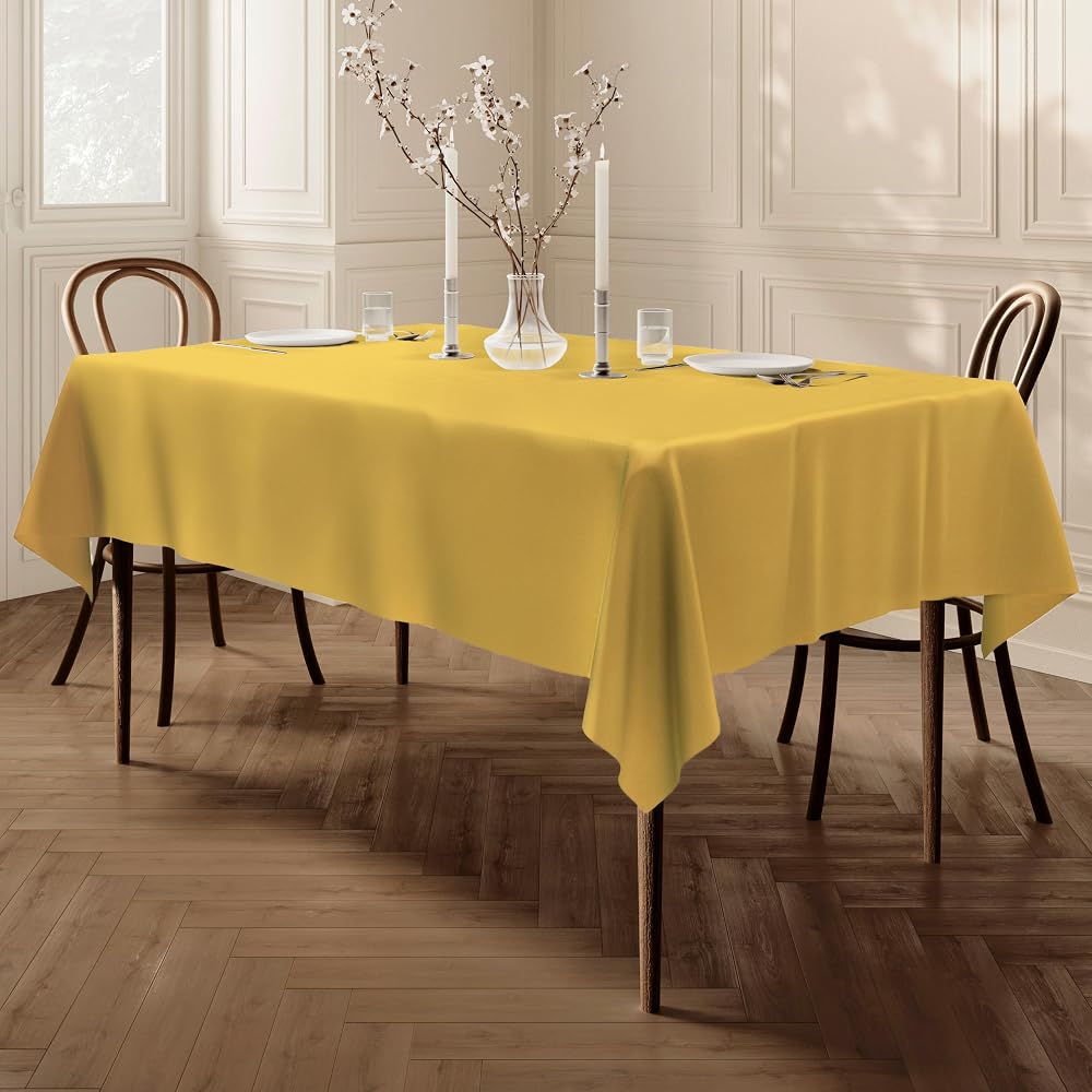 Home Direct Rectangular Tablecloth 140x180cm Yellow Polyester