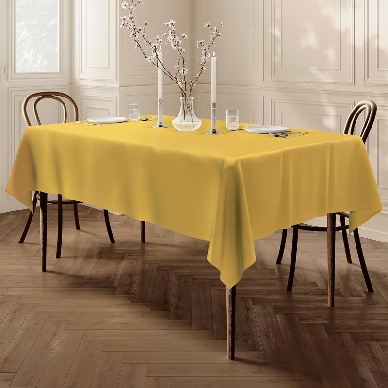 Home Direct Rectangular Tablecloth 140x180cm Yellow Polyester